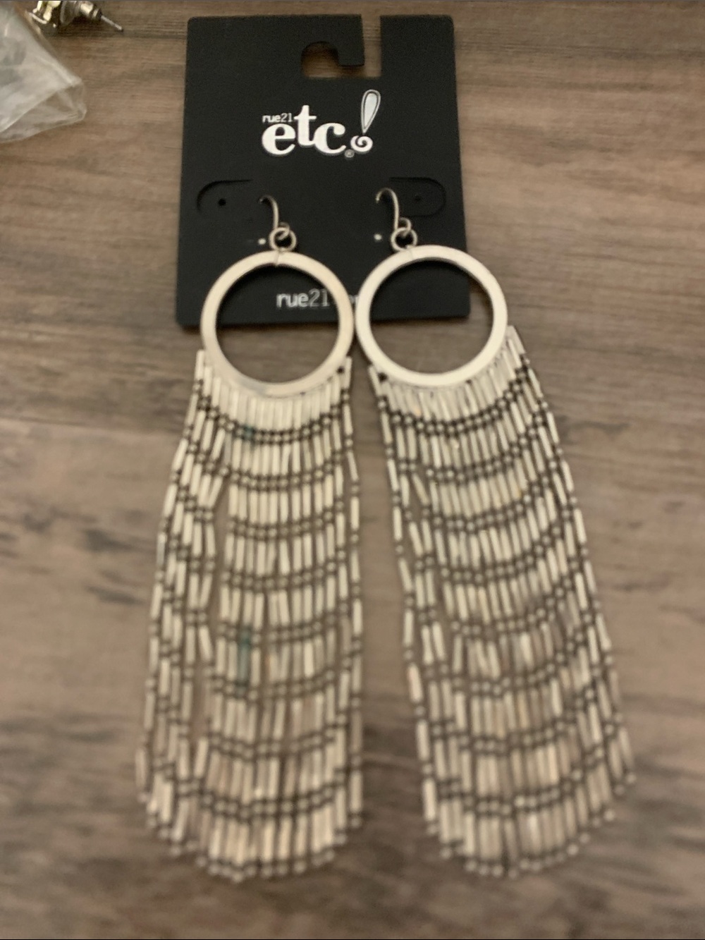 Rue21 Silver Cascading Fringe Hoop Earrings